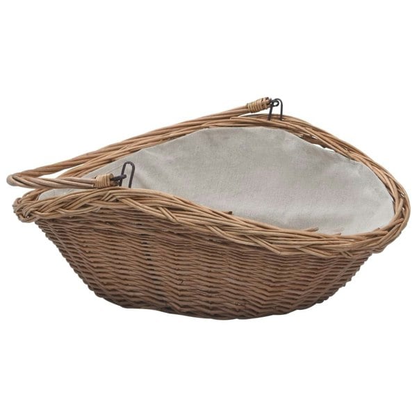 Berkfield Firewood Basket with Handle 57x46.5x52 cm Brown Willow