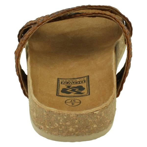Down to Earth Ladies Down To Earth Leather X Strap Mule Sandals F00429