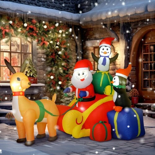 Outsunny Blow Up Outdoor Christmas Decoration with Built-in LED Lights