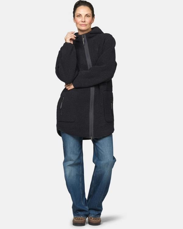 Ilse Jacobsen Bonded Pile Womens Hooded Jacket - Dark Indigo 660