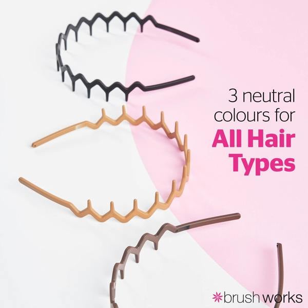 Brushworks Neutral Zig Zag Headbands - 3 Pack