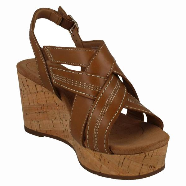 Clarks Ladies Clarks Strappy Wedge Sandals Sabina Sling