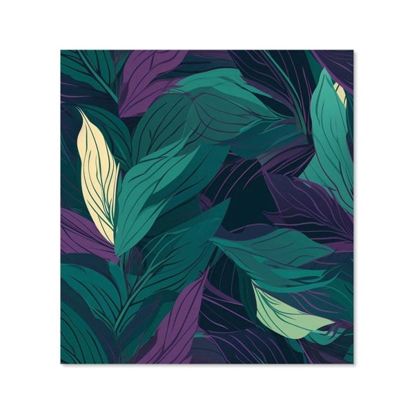 Warren Reed - Designer Green Purple Tropical Leaves Kitchen Splashback