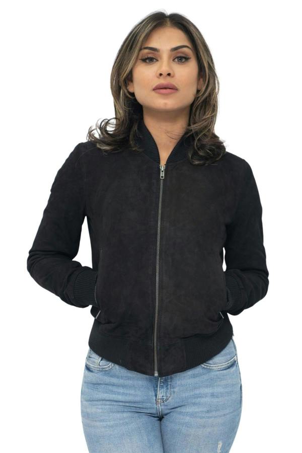 Infinity Leather Womens MA-1 Suede Bomber Jacket-Arnhem