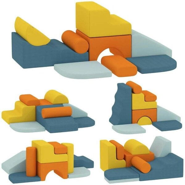 9-Piece Soft Play Set, Kids Soft Play Foam Blocks with Detachable Cover for Climbing and Crawling