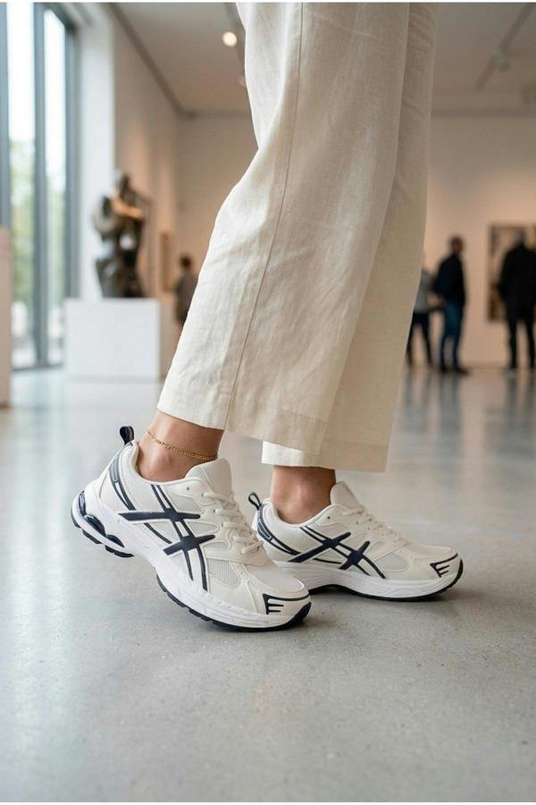 Constance Mixed Media Panelled Trainers - White