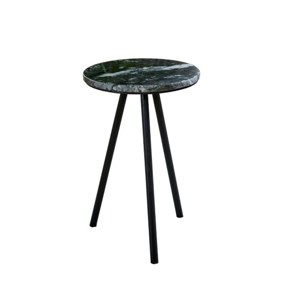 Wyld Haus Alabama Black Marble Top Side Table With Metal Legs