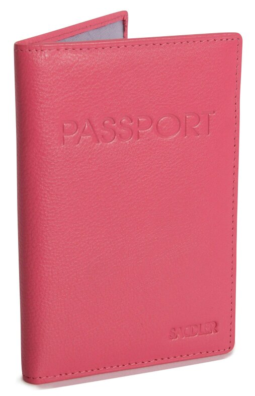 SADDLER HARPER Leather Passport Holder - RFID Protected, Slots for Cards and Boarding Pass - Fuchsia