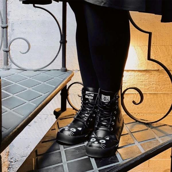 TUK Footwear TUK Women's Kitty Black Vegan Leather Combat Sneaker Boots - A6570L