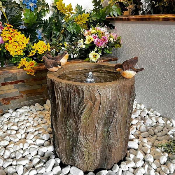 Tranquillity Water Features Bird on Log Traditional Water Feature