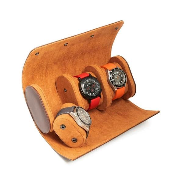 Brown Oiled Leather Watch Roll – Luxury Travel Case Kennett Great Britain
