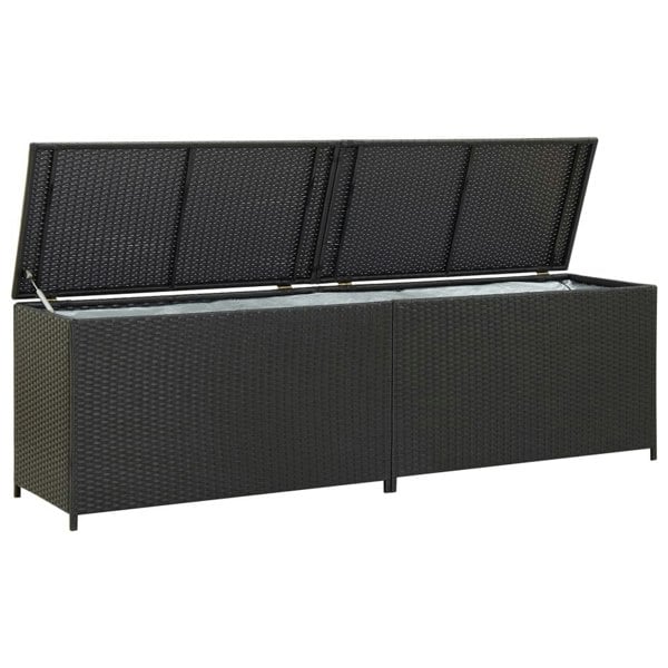 Berkfield Garden Storage Box Poly Rattan 200x50x60 cm Black