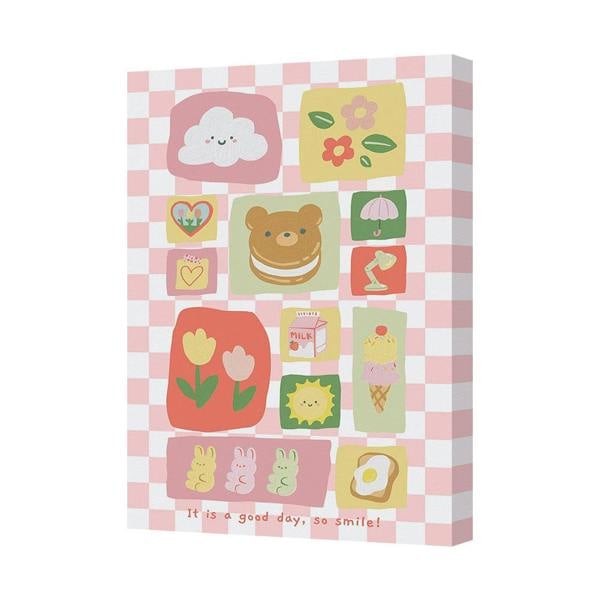 Benjamin Tate Design Pastel Cute Canvas Wall Art Print For Kids Room Decor With Fun Icons