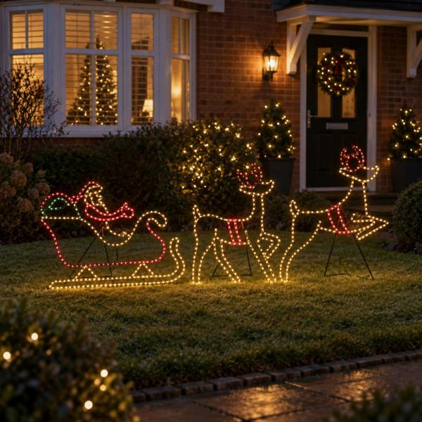 Samuel Alexander Santa’s Sleigh & Reindeer Light Up Christmas Silhouette with 662 LEDs