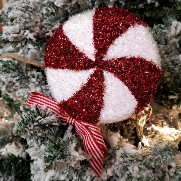 Samuel Alexander 33cm Red and White Swirl Glitter Candy Cane Lollipop Christmas Decoration with Stem