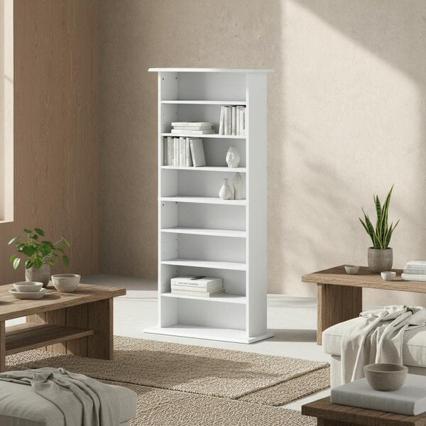 Wyld Haus Talasa Wood White CD Storage Unit With 360 Disc Capacity
