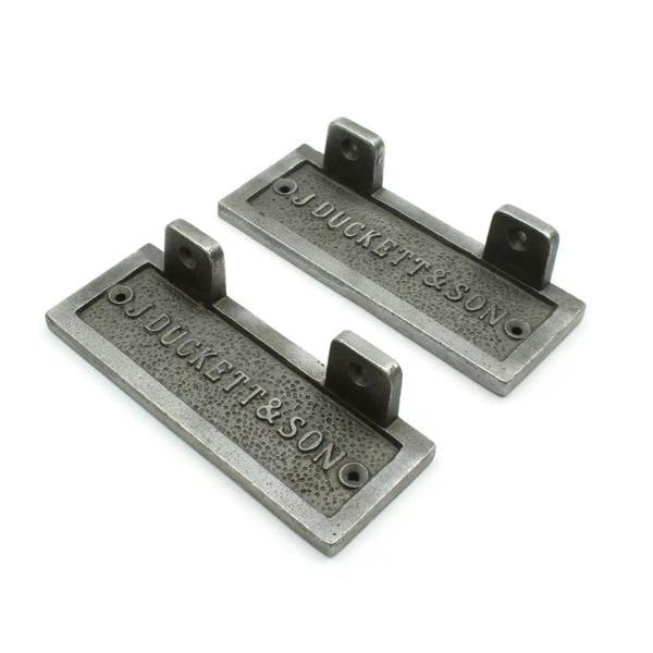 Pair of Antique Cast Iron J. Duckett & Son Alcove Brackets - 140mm x 50mm