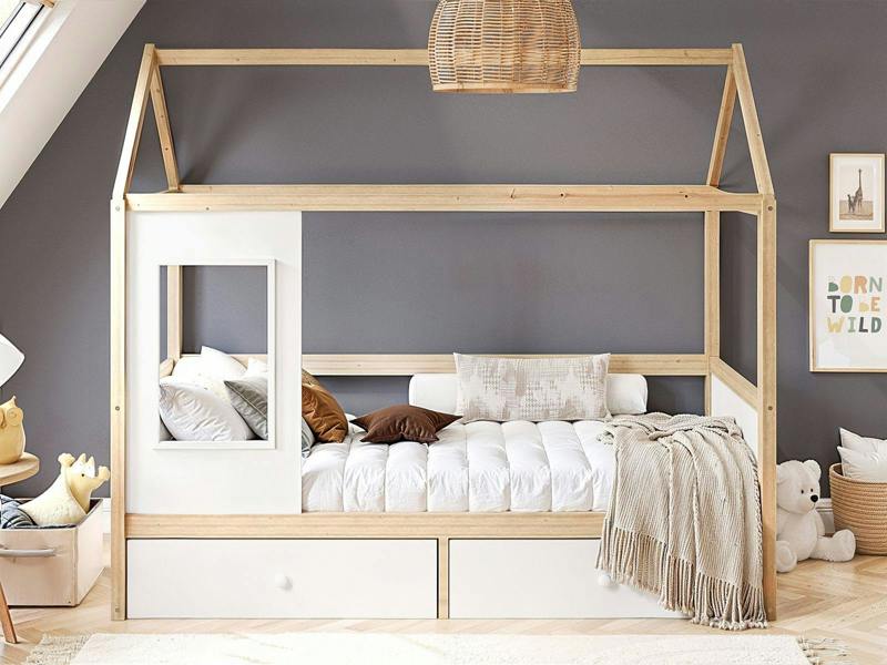 Flair Ted Play House Wooden Bed with Storage