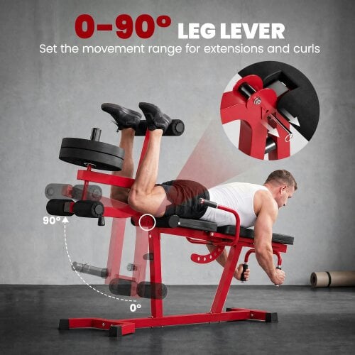SPORTNOW 3-in-1 Leg Extension and Curl Machine, 300kg Capacity, Red