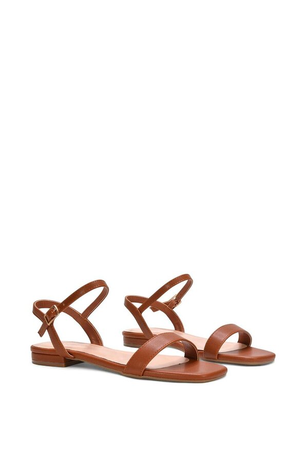 XY LONDON Open Toe Flat Strappy Sandals With Ankle Strap