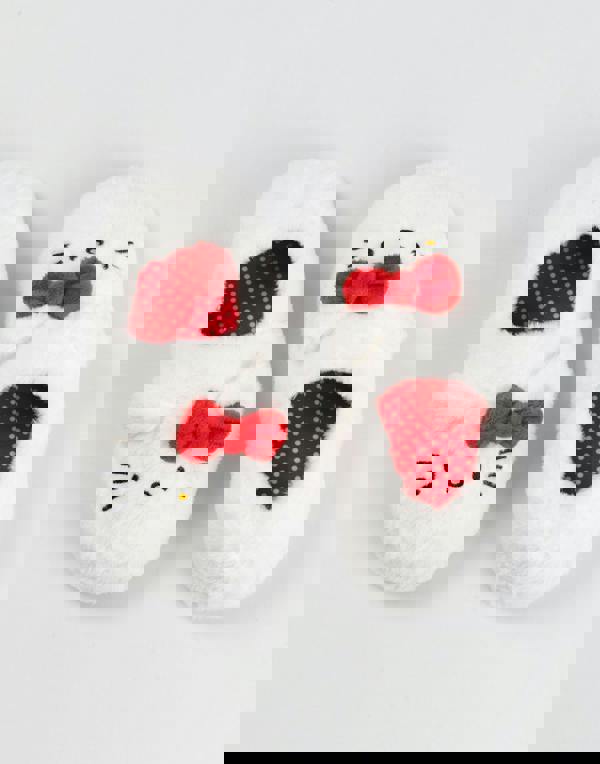 Hello Kitty Girls White Character Face Slip On Loafer Slippers