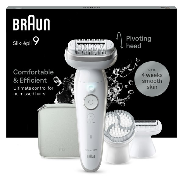 Braun Silk-epil 9, Epilator For Easy Hair Removal, Lasting Smooth Skin, 9-061 - White/Silver