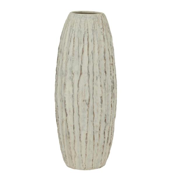 Hill Interiors Lorenzo Fin Vase - White/Grey Wash - 