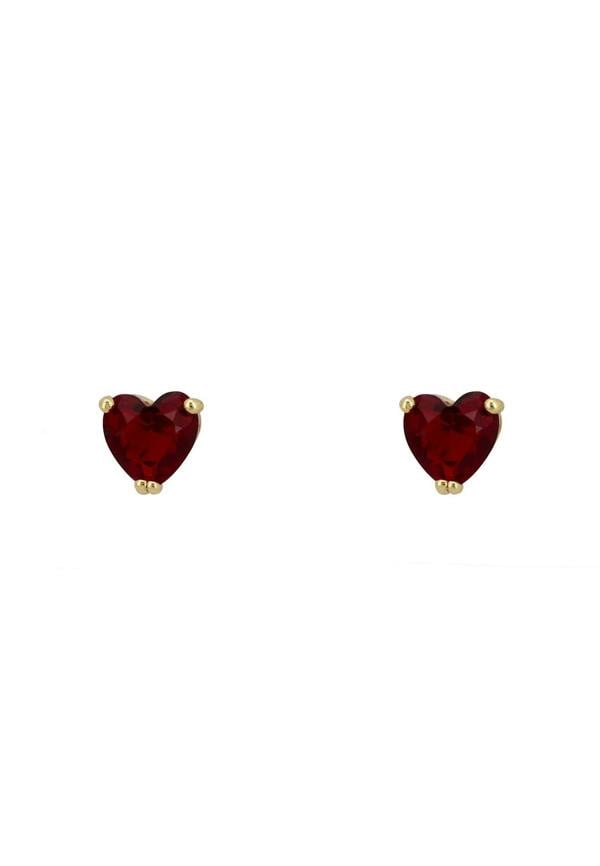 Ruby heart stud earrings.