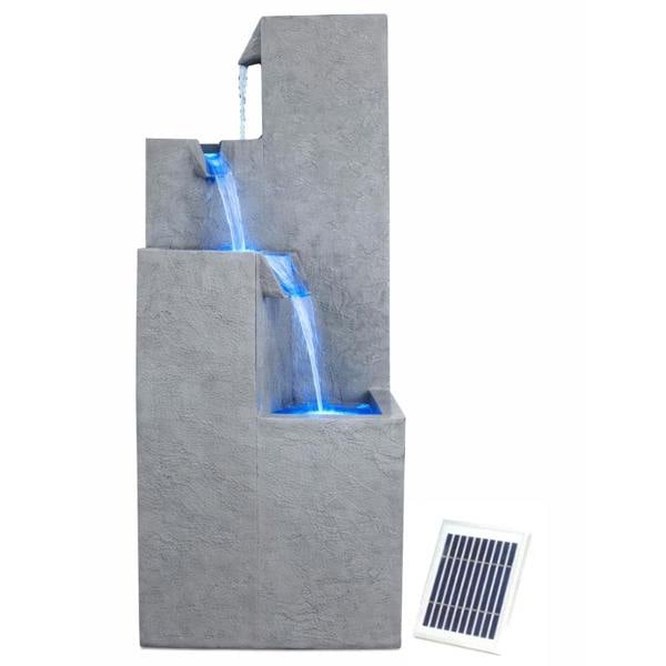 Gardenwize Solar Powered Cubic Falls Water Feature with Battery Backup & LED Lights