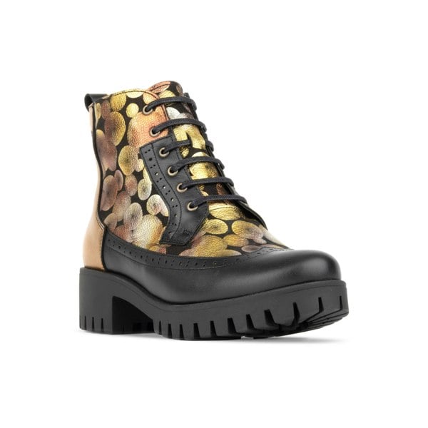 Embassy London Milliner Platform - Gold - Women's leather chunky platform ankle boot with wool lining
