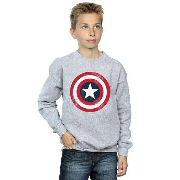 Marvel Boys Captain America Distressed Shield Sweatshirt - Sports Grey