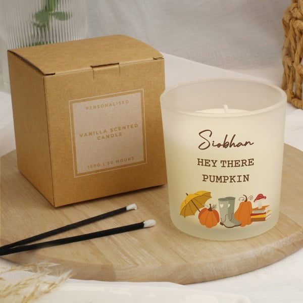 Personalised Memento Company Personalised Pumpkin Frosted Glass Candle