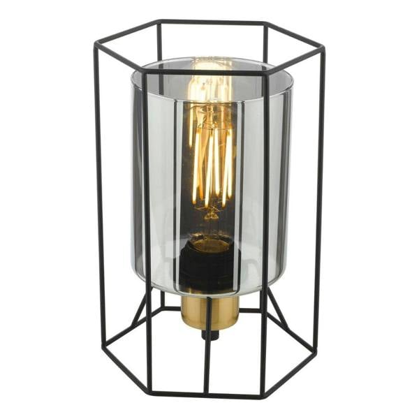 Pagazzi Lighting Sabrina Black and Smoked Glass Table Lamp