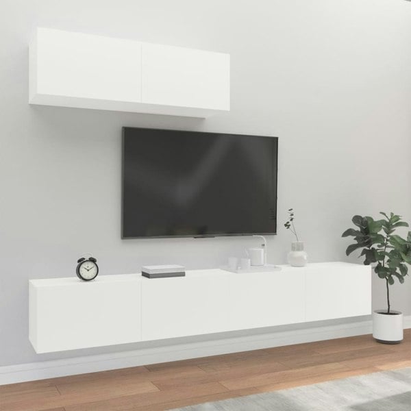 Berkfield 3 Piece TV Cabinet Set White Engineered Wood