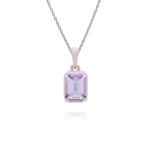 Gemondo Siberian Waltz Violet Enamel & Octagon Amethyst Pendant Necklace In Rose Gold Vermeil