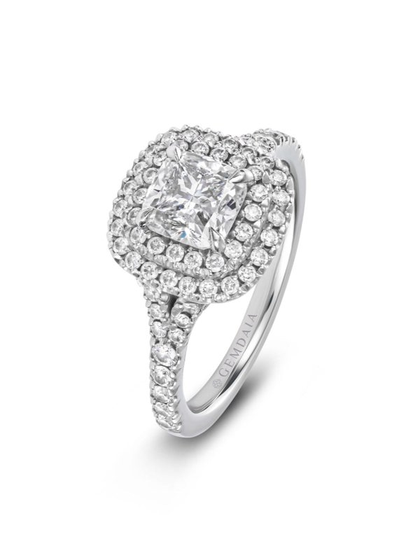 Gemdaia Diamond Double Halo Engagement Ring