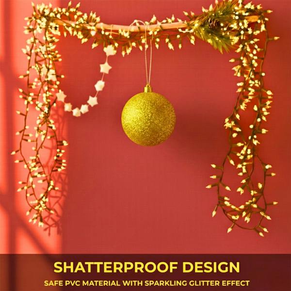 20cm to 25cm Dark Gold Glitter Christmas Bauble for Tree and Home Seasonal Décor image 6