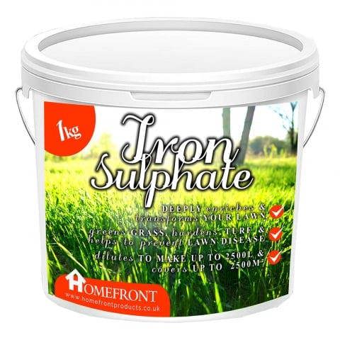 Homefront Iron Sulphate - Makes Grass Greener, Hardens Turf and Prevents Lawn Disease Makes upto 1000L & Covers upto 1000m2 1kg