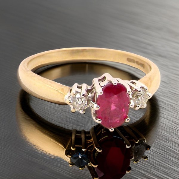 Vintage Tom A Ruby and Diamond trilogy ring