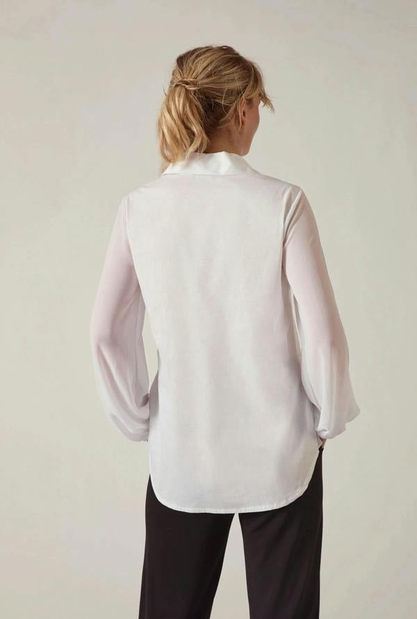 James Lakeland White Contrast Hem Blouse