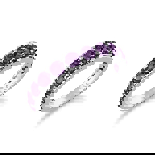 Gemondo Classic Round Amethyst Half Eternity Ring in 925 Sterling Silver