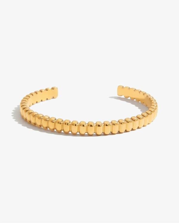Elk & Bloom Chunky Beaded Ribbed Band 14K Gold Bangle
