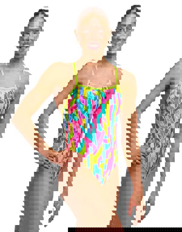 Funkita Candy Cracks Tie Me Tight Swimsuit - Pink/Lime