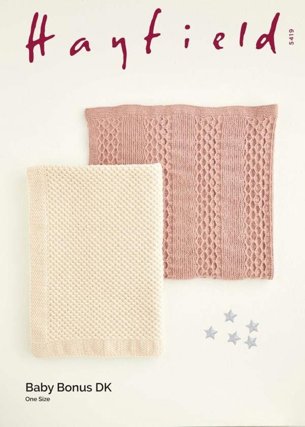 Hayfield Baby Bonus DK Knitting Pattern 5419, Blankets for Baby, One Size