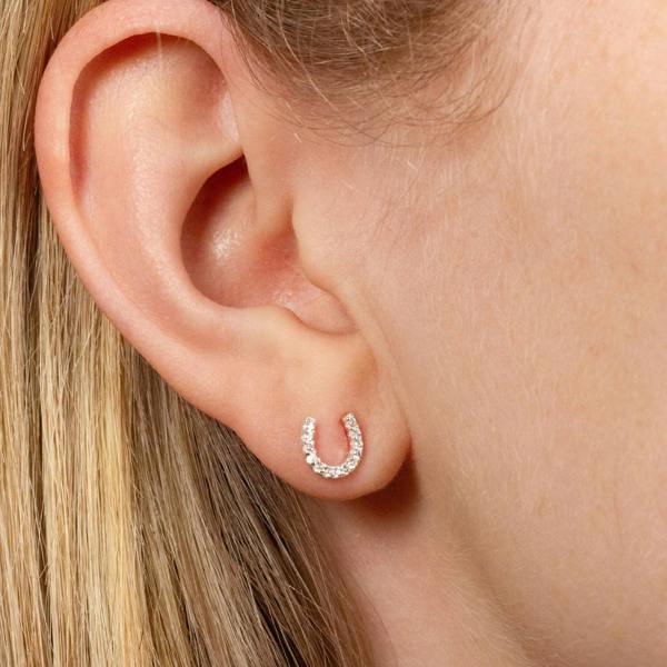 Crystal Horseshoe Stud Earrings - MYLEE London