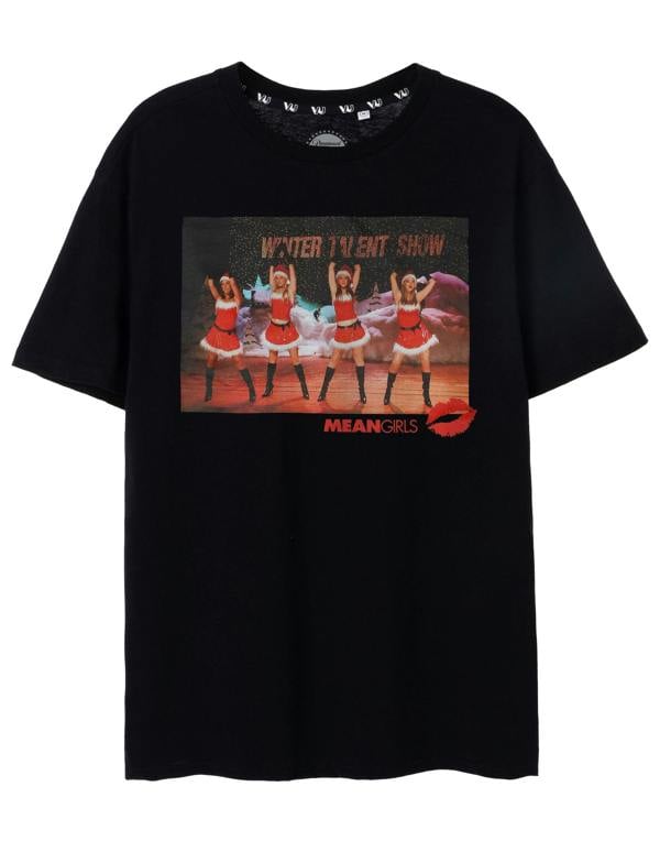 Mean Girls Womens Black Jingle Bell Rock Short Sleeved T-Shirt