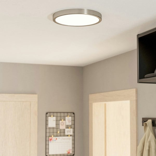EGLO Fueva 6 Silver Steel And Plastic LED CCT Technology Flush Ceiling Light