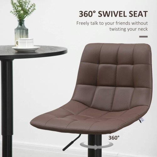 Wyld Haus Ninora Set Of 2 Brown Tufted Faux Leather Swivel Bar Stools With Back Support