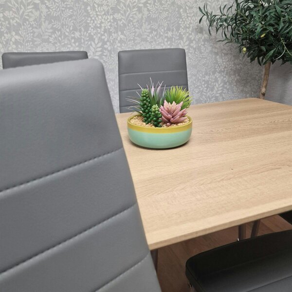 Kosy Koala Modern Rectangle Wood Effect Dining Table Set With 6 Grey Chairs Dining Room Furniture