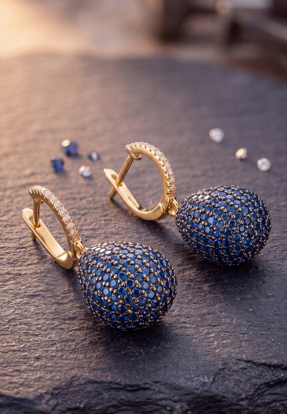 Latelita Valerie Pear Drop Gemstone Earrings Gold Sapphire Blue